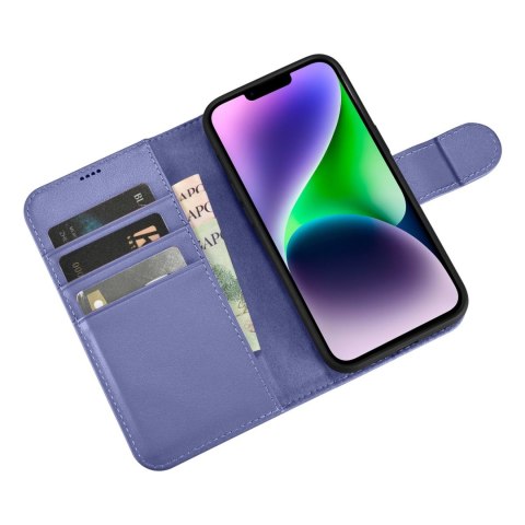 2w1 etui skórzany pokrowiec z klapką iPhone 14 Anti-RFID Wallet Case jasnofioletowy 2w1 etui skórzany pokrowiec z klapką iPhone 14 Anti-RFID Wallet Case jasnofioletowy