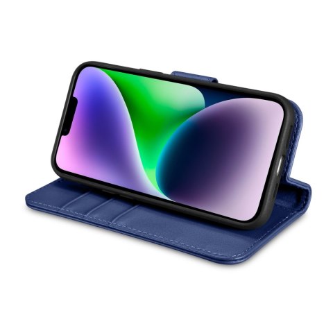 2w1 etui skórzany pokrowiec z klapką iPhone 14 Anti-RFID Wallet Case niebieski 2w1 etui skórzany pokrowiec z klapką iPhone 14 Anti-RFID Wallet Case niebieski