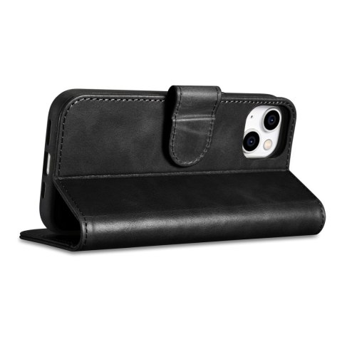 2w1 etui skórzany pokrowiec z klapką iPhone 14 Plus Anti-RFID Oil Wax Wallet Case czarny 2w1 etui skórzany pokrowiec z klapką iPhone 14 Plus Anti-RFID Oil Wax Wallet Case czarny