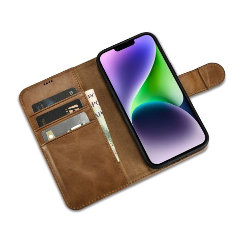 2w1 etui skórzany pokrowiec z klapką iPhone 14 Plus Anti-RFID Oil Wax Wallet Case jasno-brązowy 2w1 etui skórzany pokrowiec z klapką iPhone 14 Plus Anti-RFID Oil Wax Wallet Case jasno-brązowy