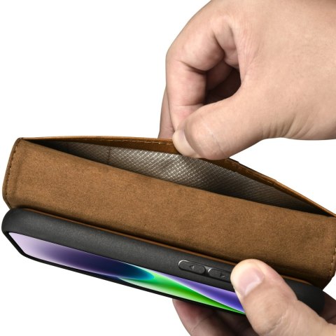 2w1 etui skórzany pokrowiec z klapką iPhone 14 Plus Anti-RFID Oil Wax Wallet Case jasno-brązowy 2w1 etui skórzany pokrowiec z klapką iPhone 14 Plus Anti-RFID Oil Wax Wallet Case jasno-brązowy