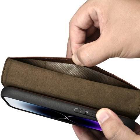 2w1 etui skórzany pokrowiec z klapką iPhone 14 Pro Anti-RFID Oil Wax Wallet Case ciemno-brązowy 2w1 etui skórzany pokrowiec z klapką iPhone 14 Pro Anti-RFID Oil Wax Wallet Case ciemno-brązowy