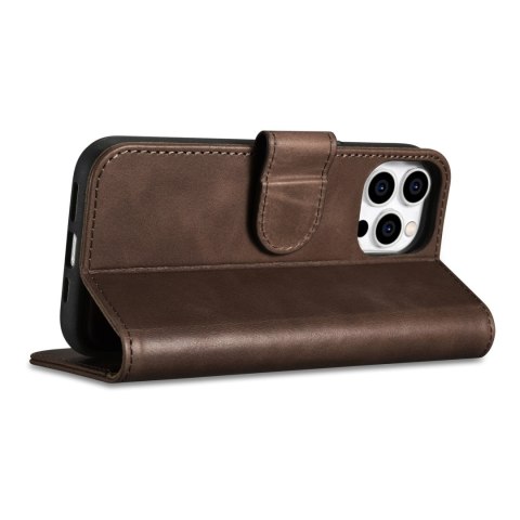 2w1 etui skórzany pokrowiec z klapką iPhone 14 Pro Anti-RFID Oil Wax Wallet Case ciemno-brązowy 2w1 etui skórzany pokrowiec z klapką iPhone 14 Pro Anti-RFID Oil Wax Wallet Case ciemno-brązowy