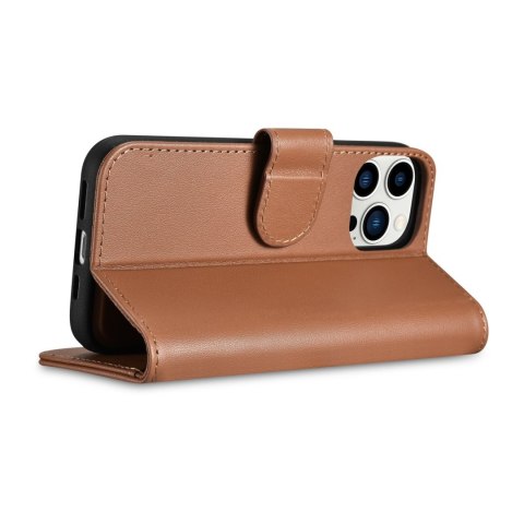 2w1 etui skórzany pokrowiec z klapką iPhone 14 Pro Anti-RFID Wallet Case brązowy 2w1 etui skórzany pokrowiec z klapką iPhone 14 Pro Anti-RFID Wallet Case brązowy