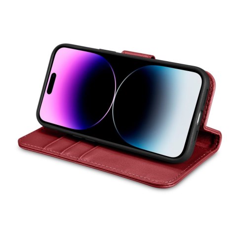 2w1 etui skórzany pokrowiec z klapką iPhone 14 Pro Anti-RFID Wallet Case czerwony 2w1 etui skórzany pokrowiec z klapką iPhone 14 Pro Anti-RFID Wallet Case czerwony