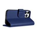 2w1 etui skórzany pokrowiec z klapką iPhone 14 Pro Anti-RFID Wallet Case niebieski