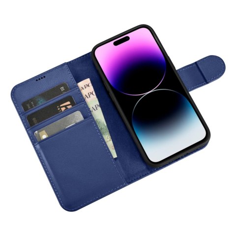 2w1 etui skórzany pokrowiec z klapką iPhone 14 Pro Anti-RFID Wallet Case niebieski 2w1 etui skórzany pokrowiec z klapką iPhone 14 Pro Anti-RFID Wallet Case niebieski