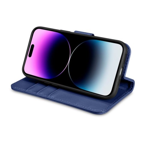 2w1 etui skórzany pokrowiec z klapką iPhone 14 Pro Anti-RFID Wallet Case niebieski 2w1 etui skórzany pokrowiec z klapką iPhone 14 Pro Anti-RFID Wallet Case niebieski
