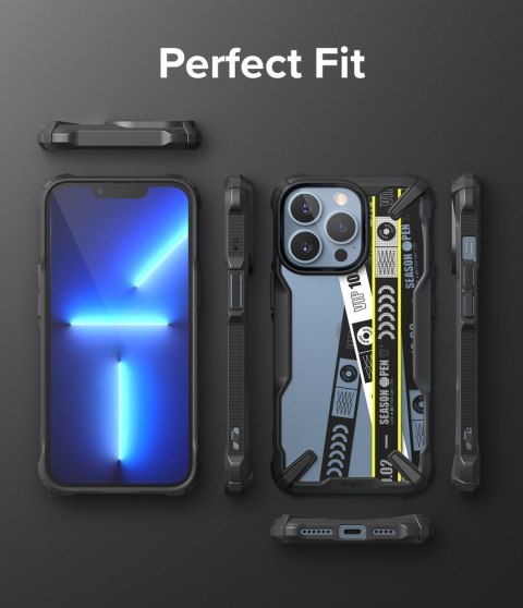 Etui pancerny pokrowiec z ramką iPhone 13 Pro Max Fusion X Design Ticket band czarny Etui pancerny pokrowiec z ramką iPhone 13 Pro Max Fusion X Design Ticket band czarny