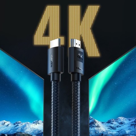 Kabel przewód audio wideo HDMI 2.0 4K wytrzymały w oplocie 1m czarny Kabel przewód audio wideo HDMI 2.0 4K wytrzymały w oplocie 1m czarny
