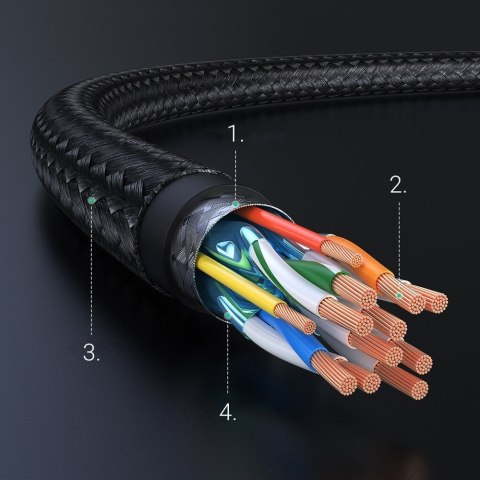 Kabel przewód audio wideo HDMI 2.0 4K wytrzymały w oplocie 1m czarny Kabel przewód audio wideo HDMI 2.0 4K wytrzymały w oplocie 1m czarny