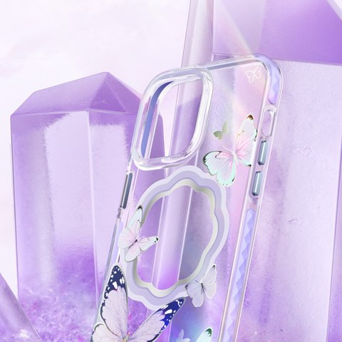 Magnetyczne etui z motylami do iPhone 14 Plus MagSafe Butterfly Series fioletowe Magnetyczne etui z motylami do iPhone 14 Plus MagSafe Butterfly Series fioletowe
