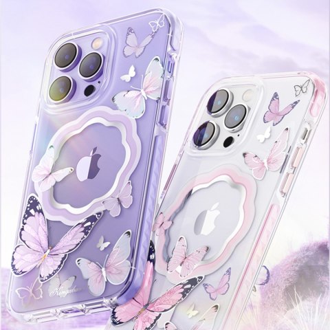 Magnetyczne etui z motylami do iPhone 14 Plus MagSafe Butterfly Series fioletowe Magnetyczne etui z motylami do iPhone 14 Plus MagSafe Butterfly Series fioletowe