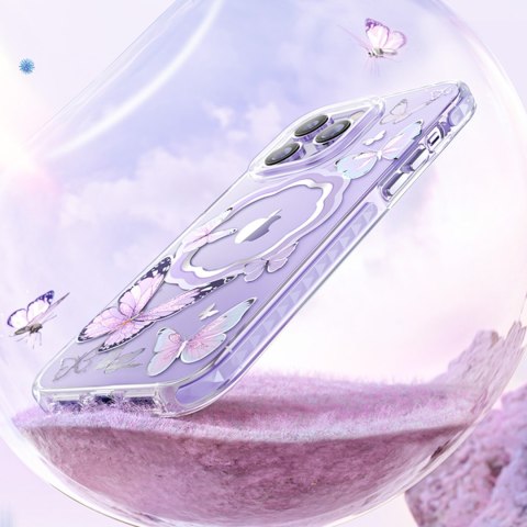 Magnetyczne etui z motylami do iPhone 14 Plus MagSafe Butterfly Series fioletowe Magnetyczne etui z motylami do iPhone 14 Plus MagSafe Butterfly Series fioletowe