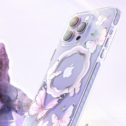 Magnetyczne etui z motylami do iPhone 14 Plus MagSafe Butterfly Series fioletowe Magnetyczne etui z motylami do iPhone 14 Plus MagSafe Butterfly Series fioletowe