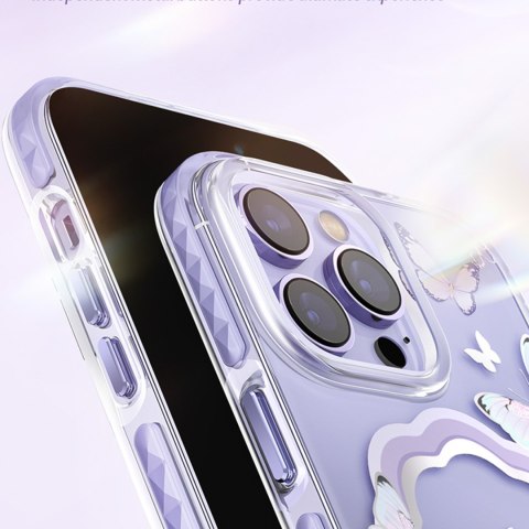 Magnetyczne etui z motylami do iPhone 14 Plus MagSafe Butterfly Series fioletowe Magnetyczne etui z motylami do iPhone 14 Plus MagSafe Butterfly Series fioletowe
