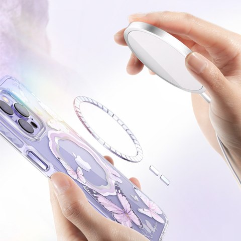 Magnetyczne etui z motylami do iPhone 14 Plus MagSafe Butterfly Series fioletowe Magnetyczne etui z motylami do iPhone 14 Plus MagSafe Butterfly Series fioletowe