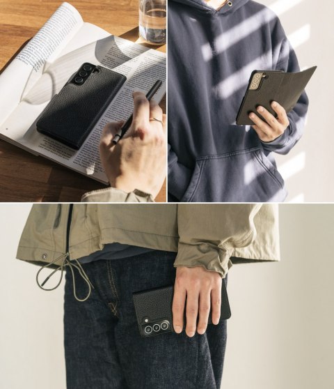 Skórzane etui pokrowiec z klapką do Galaxy S22+ Folio Signature czarny Skórzane etui pokrowiec z klapką do Galaxy S22+ Folio Signature czarny