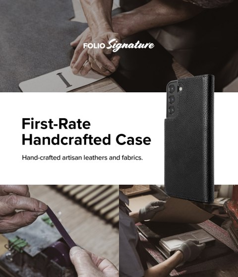 Skórzane etui pokrowiec z klapką do Galaxy S22+ Folio Signature czarny Skórzane etui pokrowiec z klapką do Galaxy S22+ Folio Signature czarny