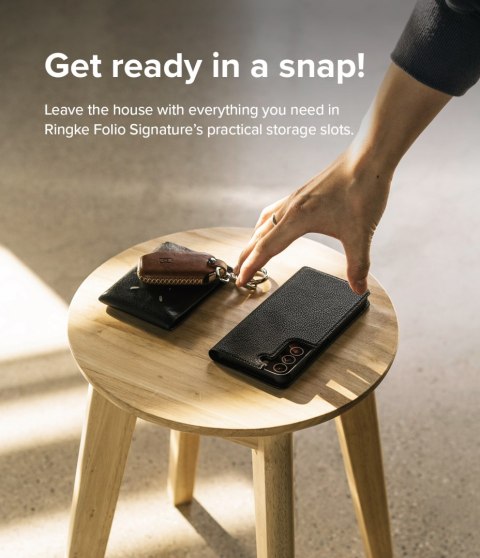 Skórzane etui pokrowiec z klapką do Galaxy S22+ Folio Signature czarny Skórzane etui pokrowiec z klapką do Galaxy S22+ Folio Signature czarny