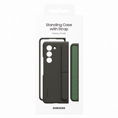 Etui silikonowe do Samsung Galaxy Z Fold 5 z podstawką i paskiem czarny Etui silikonowe do Samsung Galaxy Z Fold 5 z podstawką i paskiem czarny