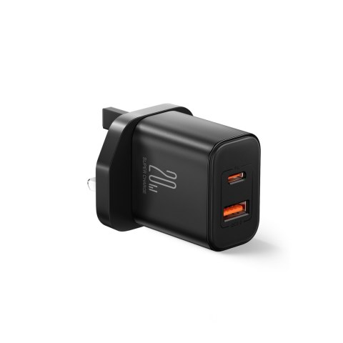 Ładowarka sieciowa wtyczka angielska UK FlashSeries USB-A USB-C 20W czarna Ładowarka sieciowa wtyczka angielska UK FlashSeries USB-A USB-C 20W czarna