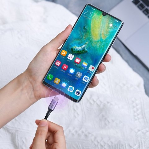 Kabel przewód USB-C - USB-C Power Delivery Quick Charge 2m - szary Kabel przewód USB-C - USB-C Power Delivery Quick Charge 2m - szary