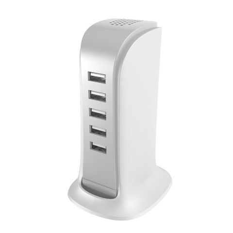 Ładowarka A5EU dla pięciu urządzeń 5x USB z wbudowanym kablem sieciowym biały Ładowarka A5EU dla pięciu urządzeń 5x USB z wbudowanym kablem sieciowym biały