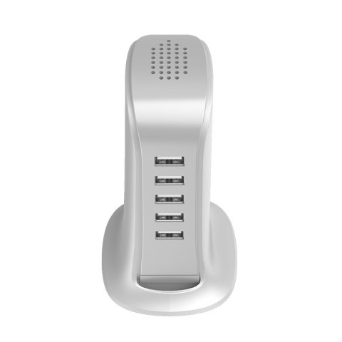 Ładowarka A5EU dla pięciu urządzeń 5x USB z wbudowanym kablem sieciowym biały Ładowarka A5EU dla pięciu urządzeń 5x USB z wbudowanym kablem sieciowym biały