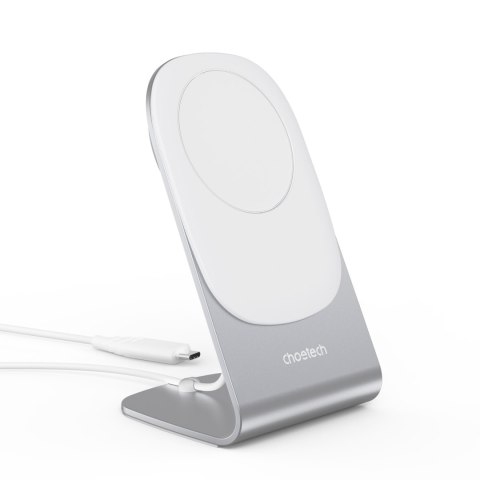 Ładowarka indukcyjna 15W Qi z MagSafe + stojak magnetyczny na telefon - biała Ładowarka indukcyjna 15W Qi z MagSafe + stojak magnetyczny na telefon - biała