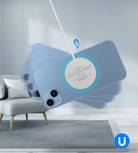 Ładowarka indukcyjna 15W Qi z MagSafe + stojak magnetyczny na telefon - biała Ładowarka indukcyjna 15W Qi z MagSafe + stojak magnetyczny na telefon - biała