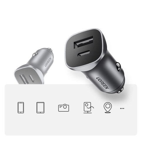 Ładowarka samochodowa USB-C USB 24W Power Delivery Quick Charge szary Ładowarka samochodowa USB-C USB 24W Power Delivery Quick Charge szary