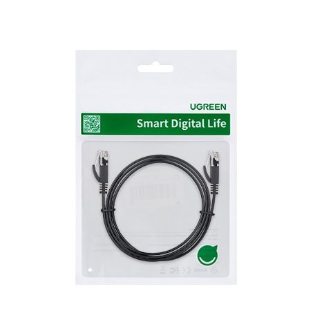 Płaski kabel sieciowy patchcord LAN RJ45 Ethernet Cat. 6 12m czarny Płaski kabel sieciowy patchcord LAN RJ45 Ethernet Cat. 6 12m czarny