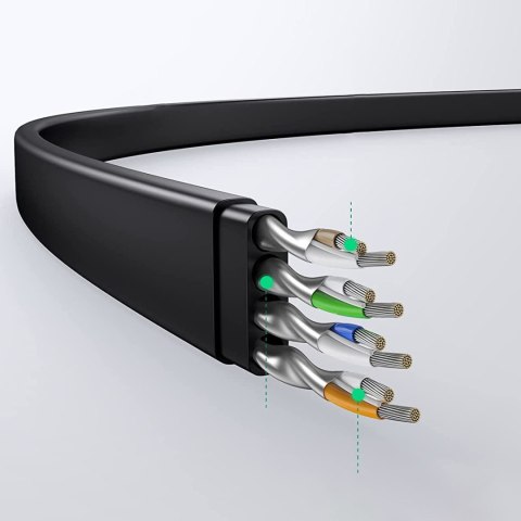 Płaski kabel sieciowy patchcord LAN RJ45 Ethernet Cat. 6 12m czarny Płaski kabel sieciowy patchcord LAN RJ45 Ethernet Cat. 6 12m czarny