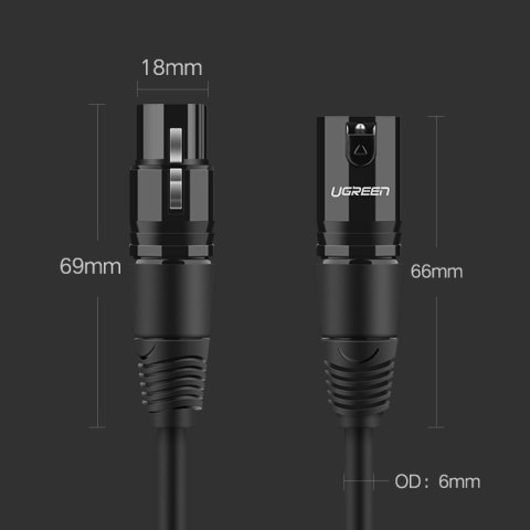 Przedłużacz do kabla przewodu audio do mikrofonu XLR 5m czarny Przedłużacz do kabla przewodu audio do mikrofonu XLR 5m czarny
