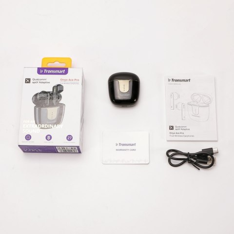 Słuchawki bezprzewodowe Onyx Ace Pro TWS Bluetooth 5.2 - czarne Słuchawki bezprzewodowe Onyx Ace Pro TWS Bluetooth 5.2 - czarne
