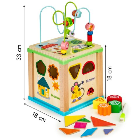 Drewniana kostka edukacyjna, tablica sorter mula ECOTOYS Drewniana kostka edukacyjna, tablica sorter mula ECOTOYS