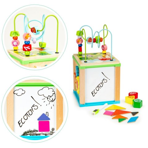 Drewniana kostka edukacyjna, tablica sorter mula ECOTOYS Drewniana kostka edukacyjna, tablica sorter mula ECOTOYS