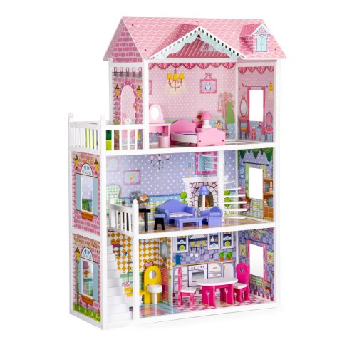Drewniany domek dla lalek XXL z mebelkami ECOTOYS Drewniany domek dla lalek XXL z mebelkami ECOTOYS